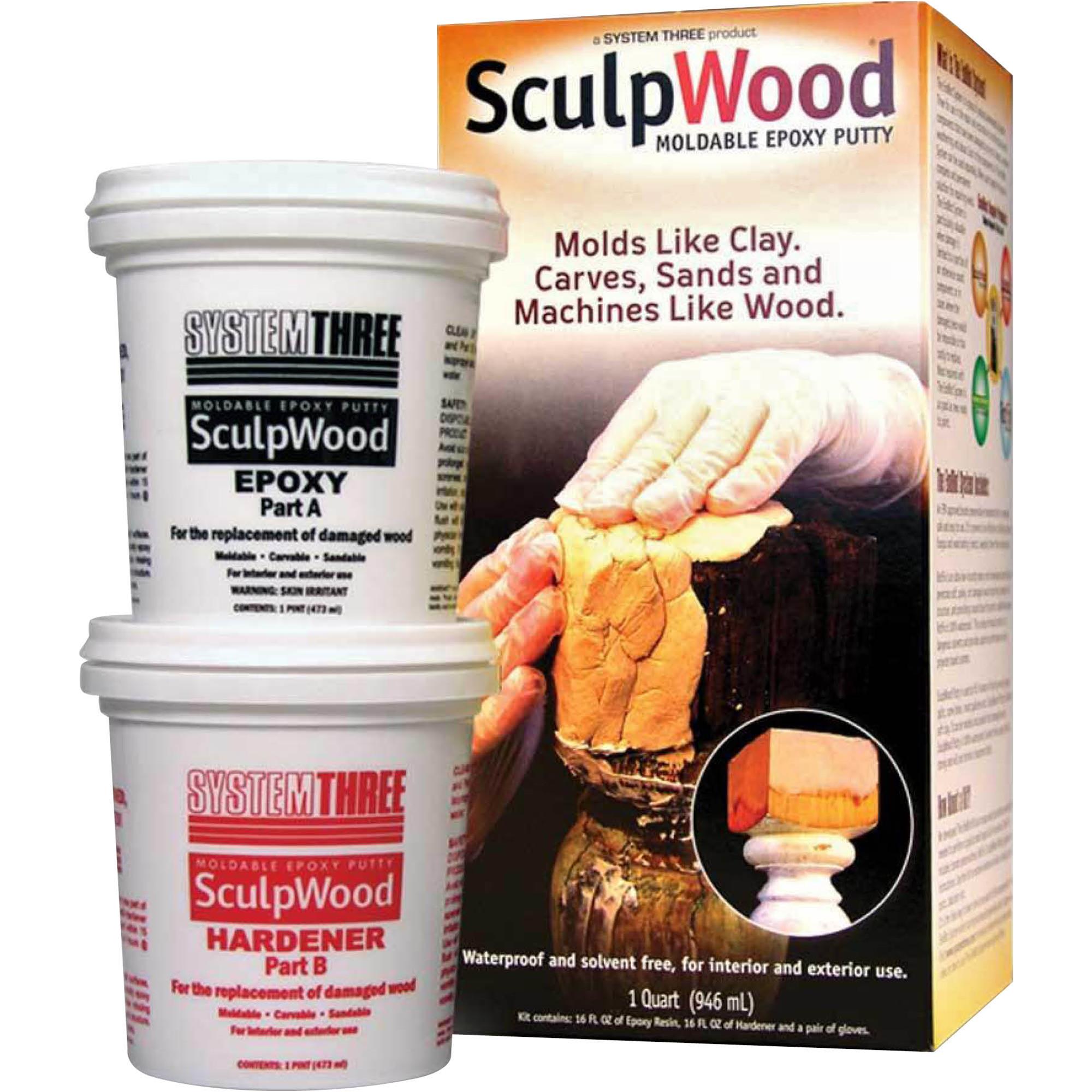Sculpwood Moldable Epoxy Putty Kit, 1 Quart Grizzly Industrial
