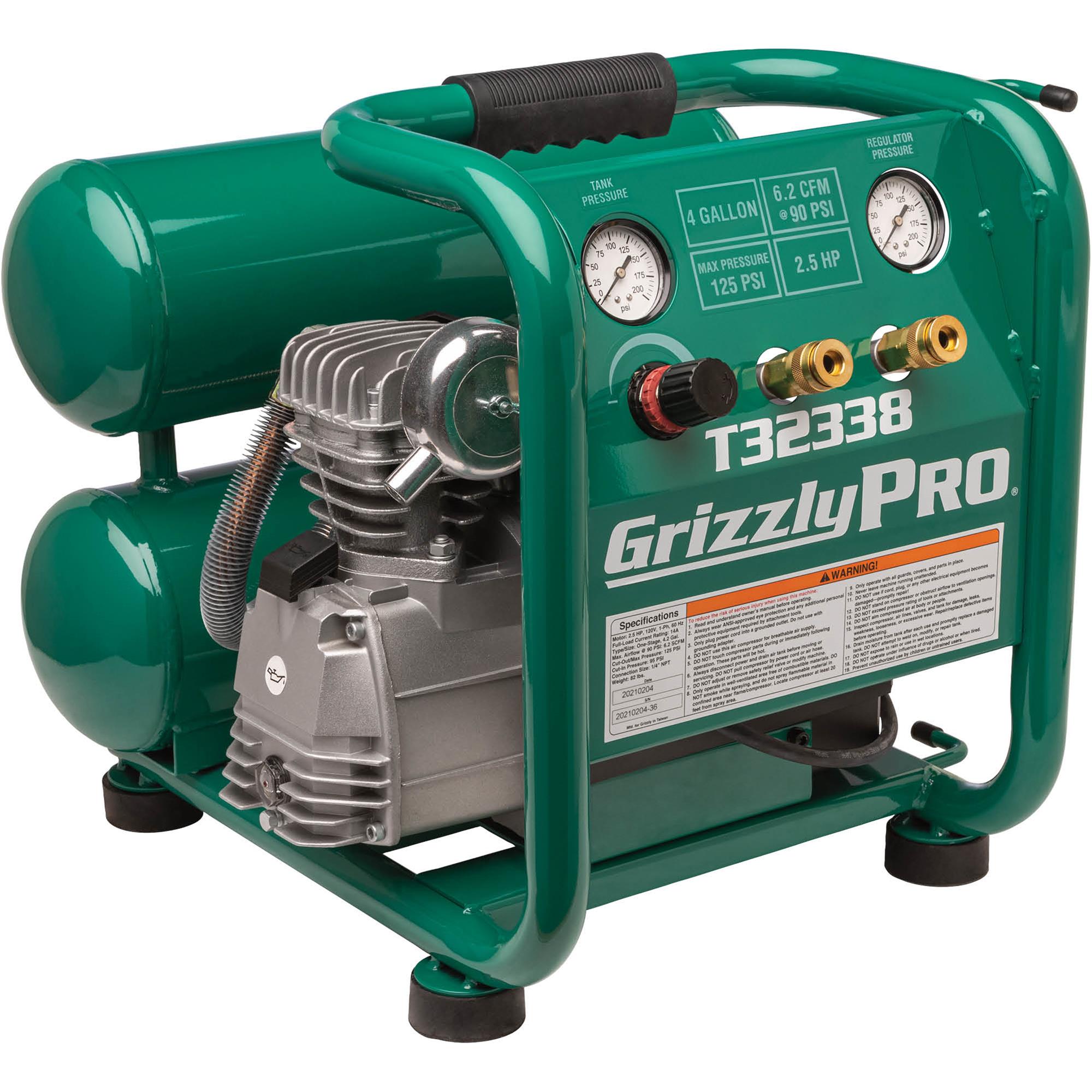 4Gallon 2.5 HP Portable Air Compressor Grizzly Industrial