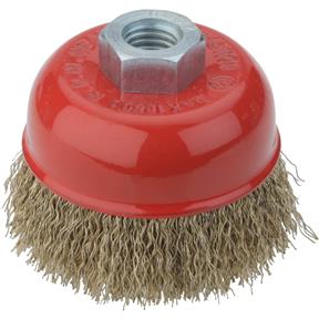Brass Coated Steel Wire Cup Brush Wheels, M14-2, 3" Dia.