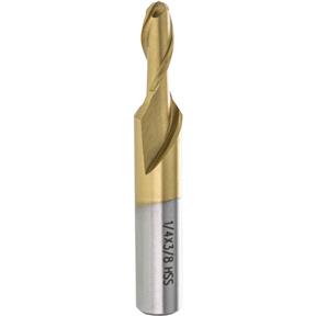 TiN Coated Ball End Mills - 1/4" Dia.