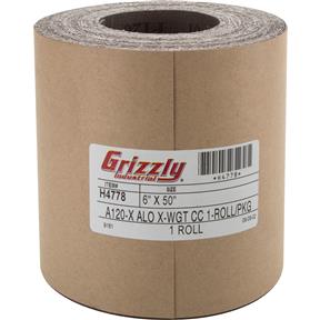 6" x 50' A/O Sanding Roll 120 Grit, Cloth