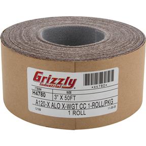3" x 50' A/O Sanding Roll 120 Grit, H&L