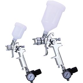 2 Spray Gun Set w/ Gauges, Plastic Cups