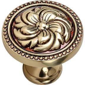 Solid Brass Knob - Spiral Rose Style 35mm