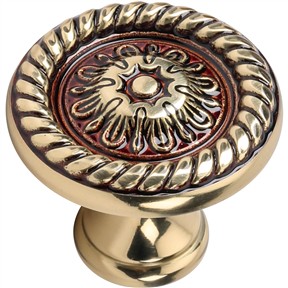 Solid Brass Knob - Art Nouveau with Braided Trim Style 30mm