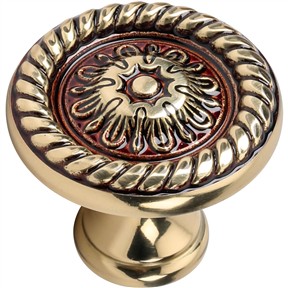 Solid Brass Knob - Art Nouveau with Braided Trim Style 35mm