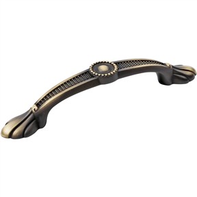 Solid Brass Drawer Handle - Beaded Nouveau Style 96mm