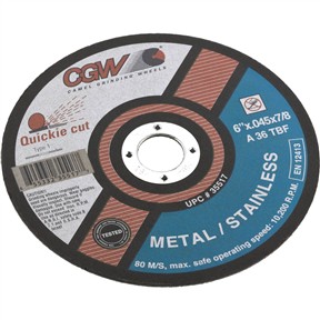 6" X .045 Quickie Cut Cut-Off Wheel 10200 RPM 36 Grit