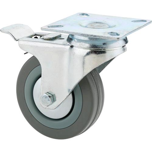 Image for Steelex D2598 - 3" Gray Rubber Swivel Caster w/ Double Brake
