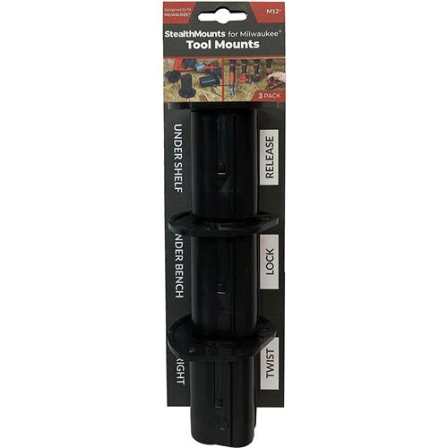 Image for StealthMounts T33654 - Tool Mount for Milwaukee M12 - 3-Pk. (Black)
