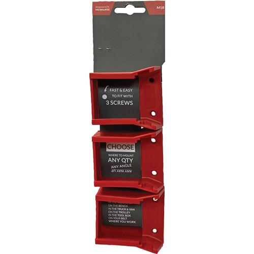 Image for StealthMounts T33659 - Battery Mounts for Milwaukee M18 - 6-Pk. (Red)
