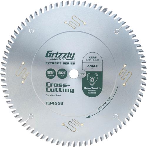 Image for Grizzly T34553 - 10" x 5/8" 80T TCG Extreme Series Cut-Off Saw Blade