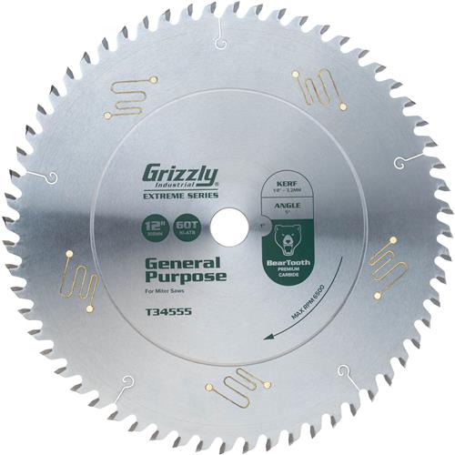 Image for Grizzly T34555 - 12" x 1" 60T Hi-ATB Extreme Series Combination Saw Blade